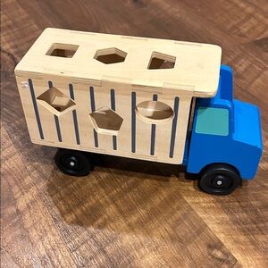 Melissa & Doug Shape Wooden Shape Sorter Truck - Blue and Natural